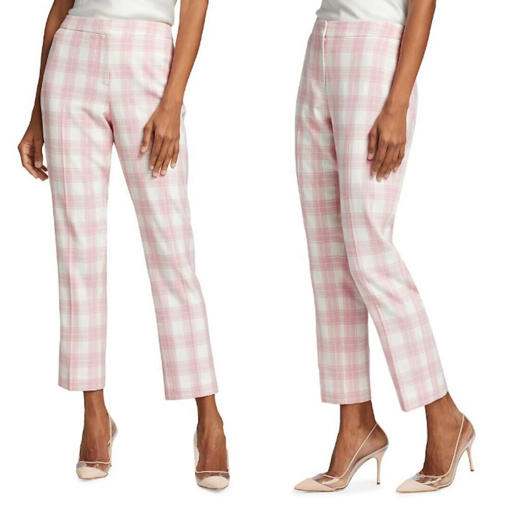 NWT New $295 Elie Tahari The Amelia Plaid Slim Leg Pants Size 10